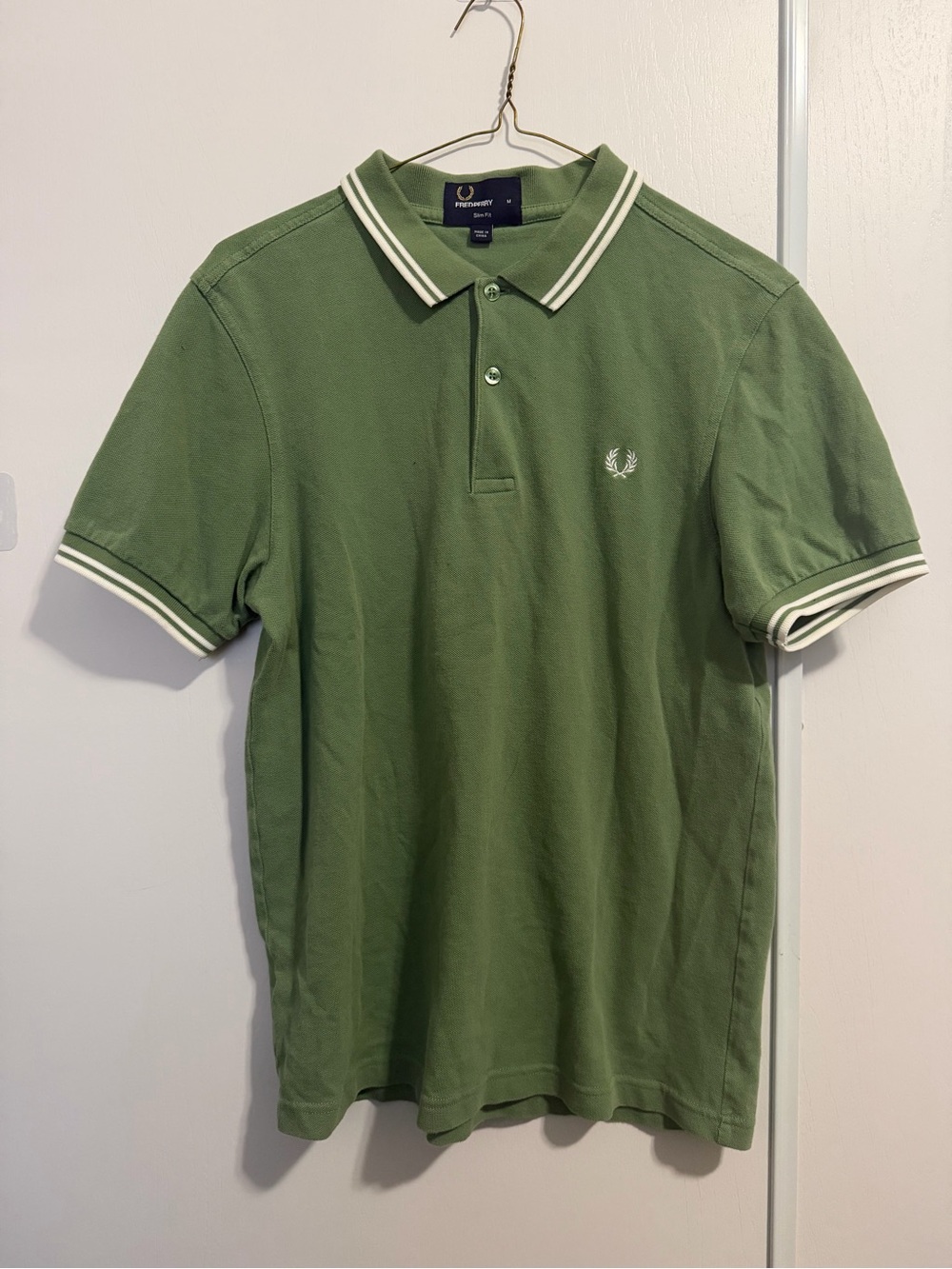 Fred Perry Olive Polo with Contrast Twin Tipping